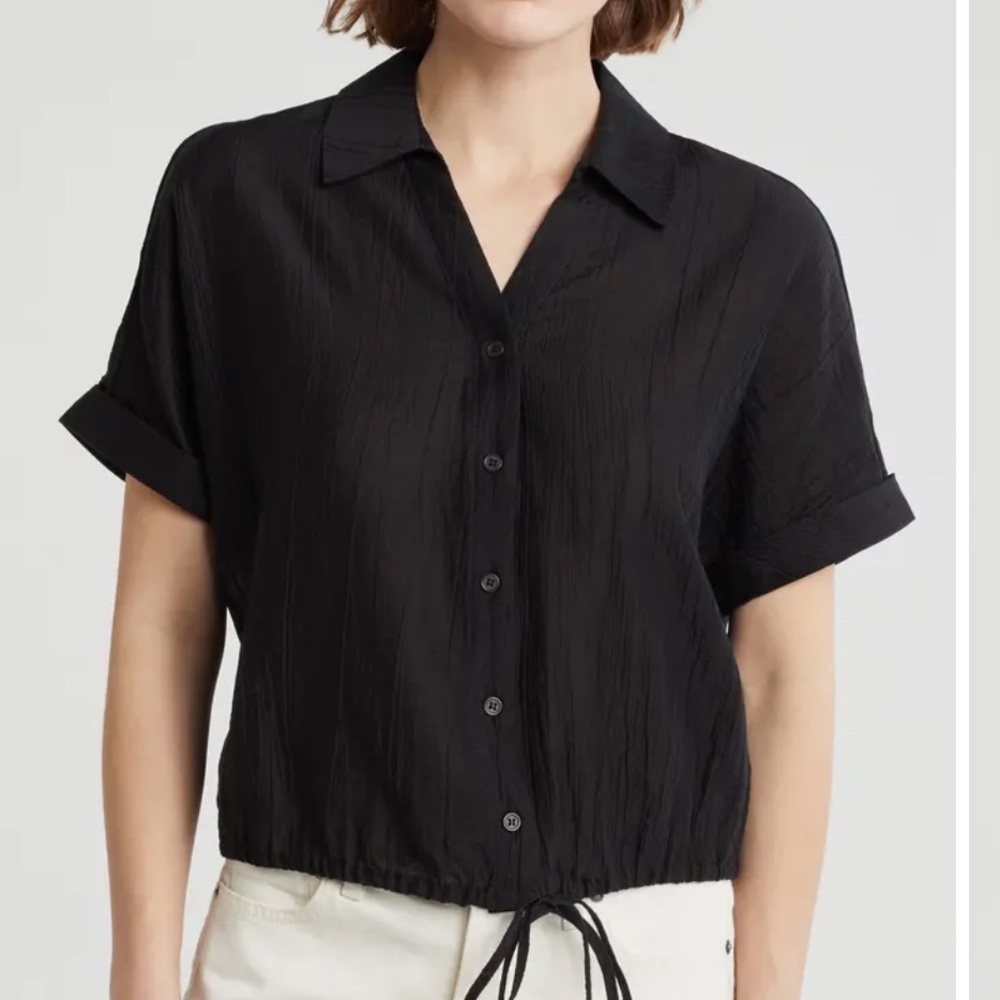 Adrianna Papell Black Button-Up size L